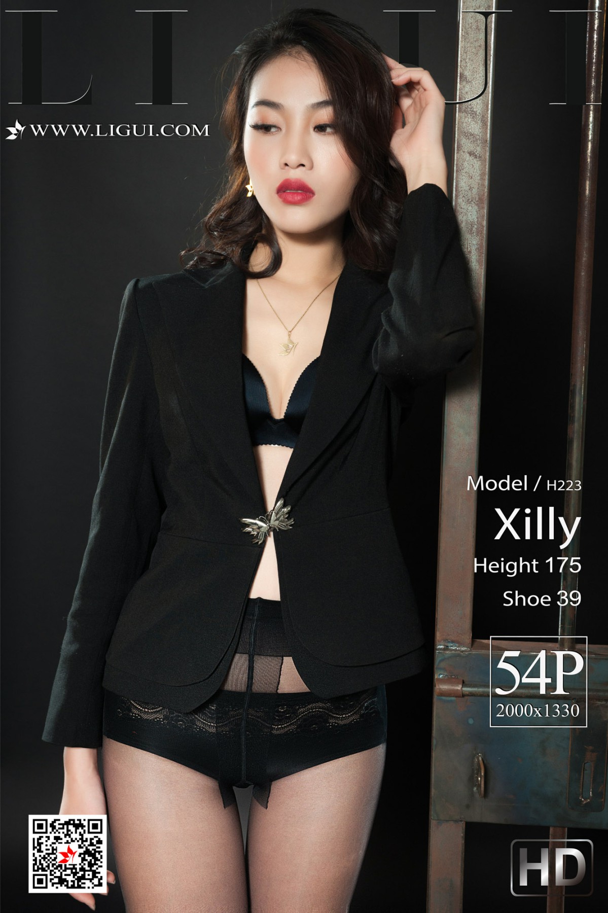 [Ligui丽柜]2018.12.03 网络丽人 Model Xilly《黑丝无裙女秘书》